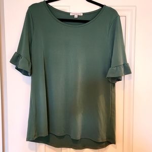 short sleeve top with ruffle sleeves